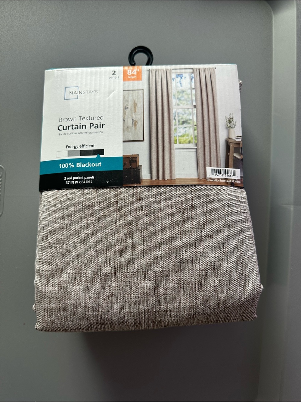 Mainstays Brown Textured Blackout Curtain Pair